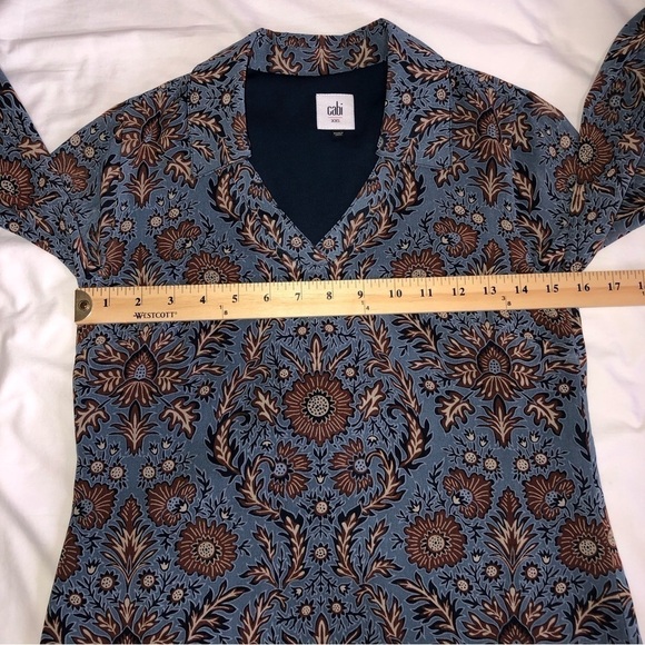 Cabi Provencial XXS Tunic Style 3295 Blue Brown Floral Long Sleeves Dress - Picture 6 of 10